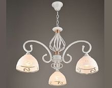 Люстра потолочная трехрожковая на цепочке Мелодия Света Е27 Белая картинка 